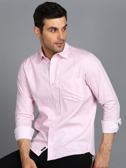 Pink Floral Printed Slim Fit Shirt
