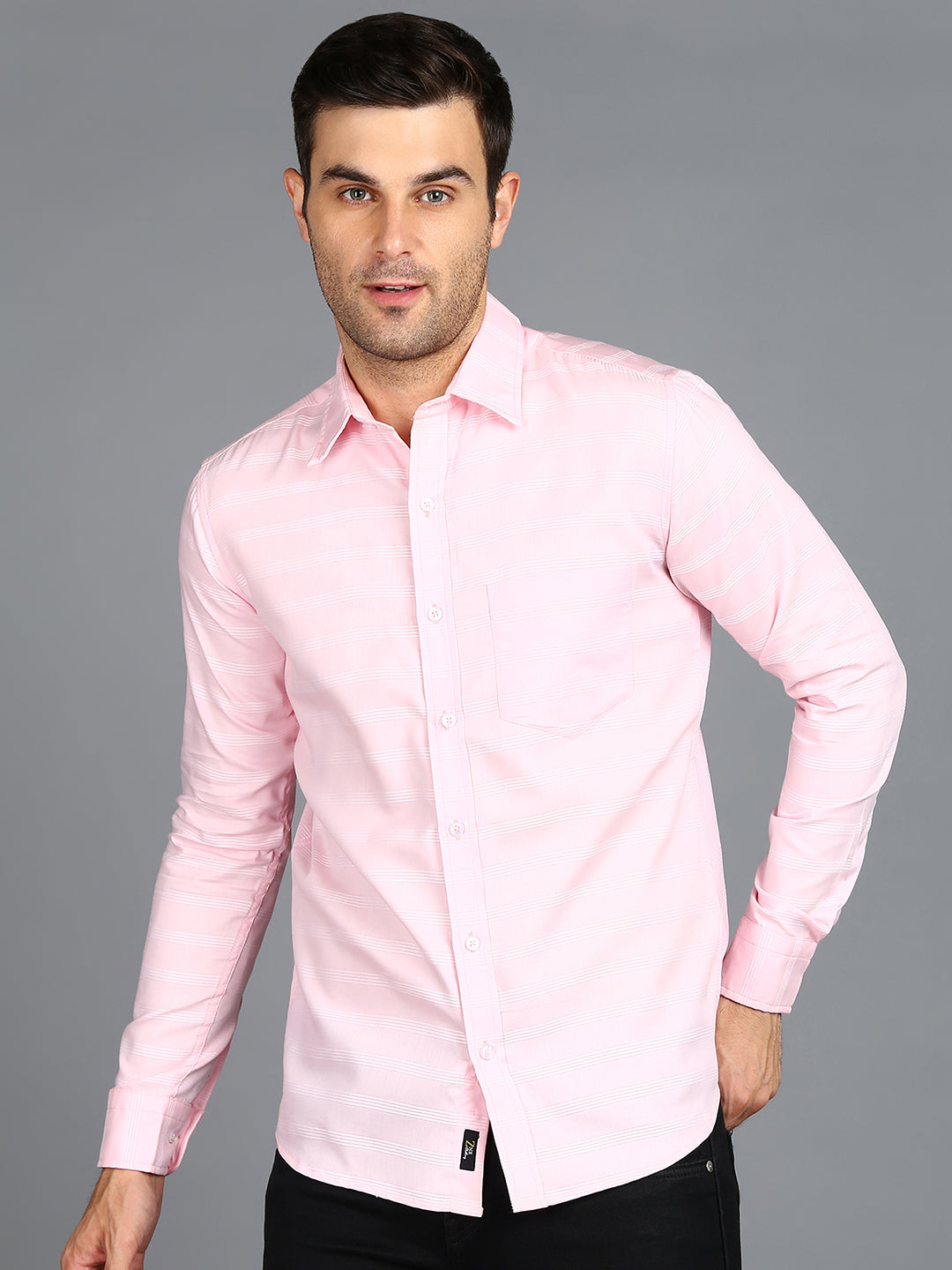 White Stripe Pink Slim Fit Shirt