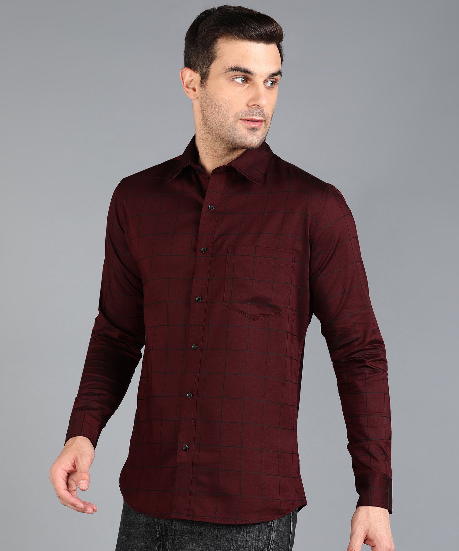 Red Checked Slim Fit Shirt