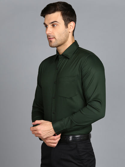 Solid Green Slim Fit Shirt