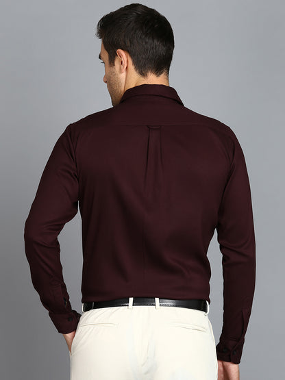 Solid Wine Slim Fit Shirt