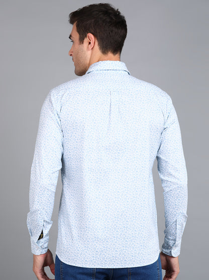 Blue Indian Print Printed Slim Fit Shirt