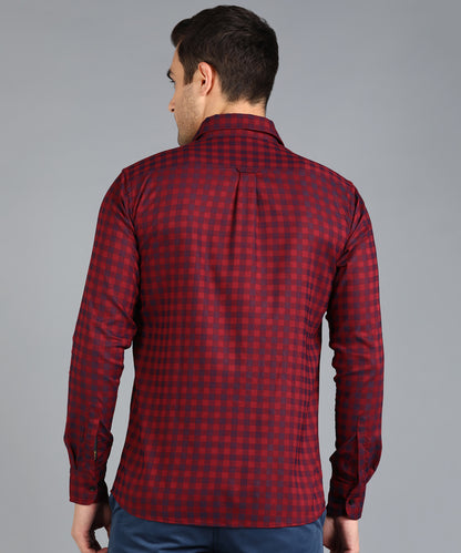 Red &amp; Blue Checked Slim Fit Shirt