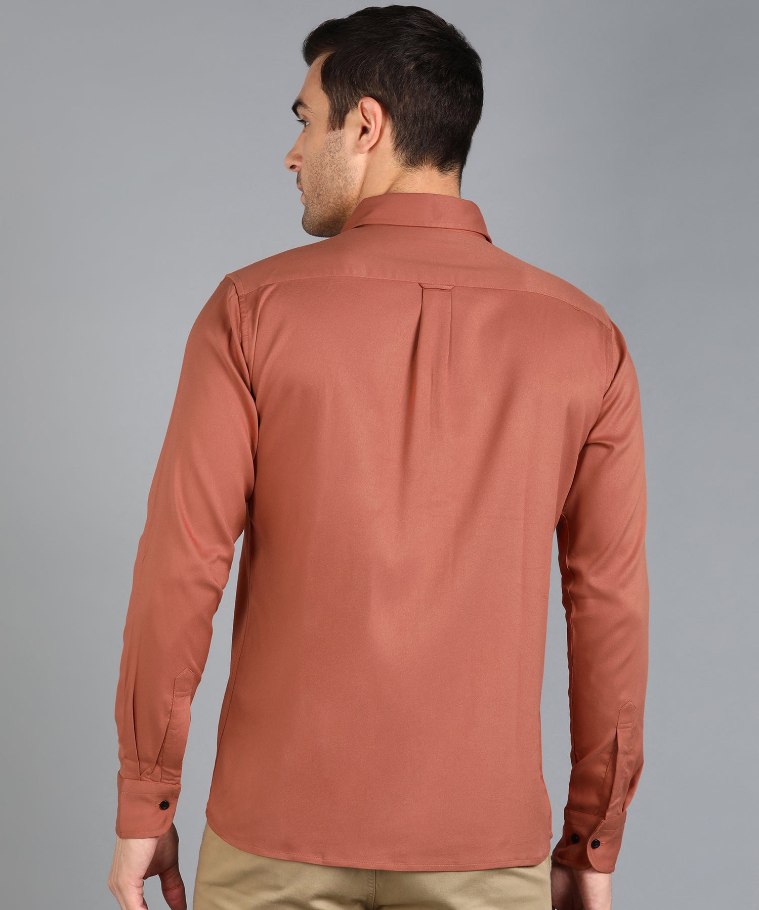 Rust Red Solid Slim Fit Shirt