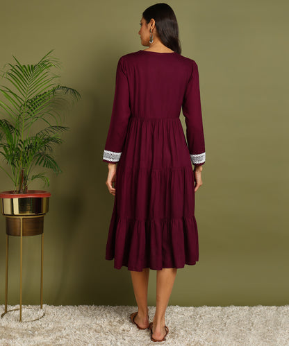Purple Maternity Wear Midi Dress