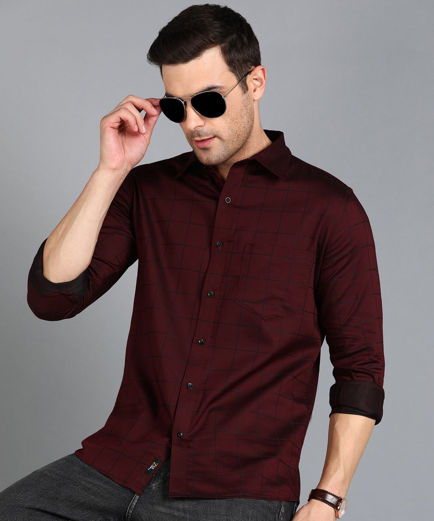 Red Checked Slim Fit Shirt