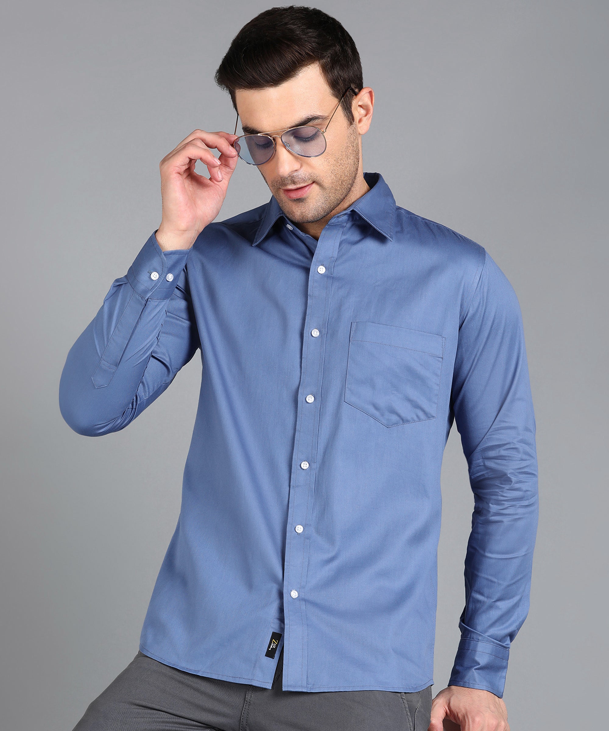 Solid Blue Slim Fit Shirt