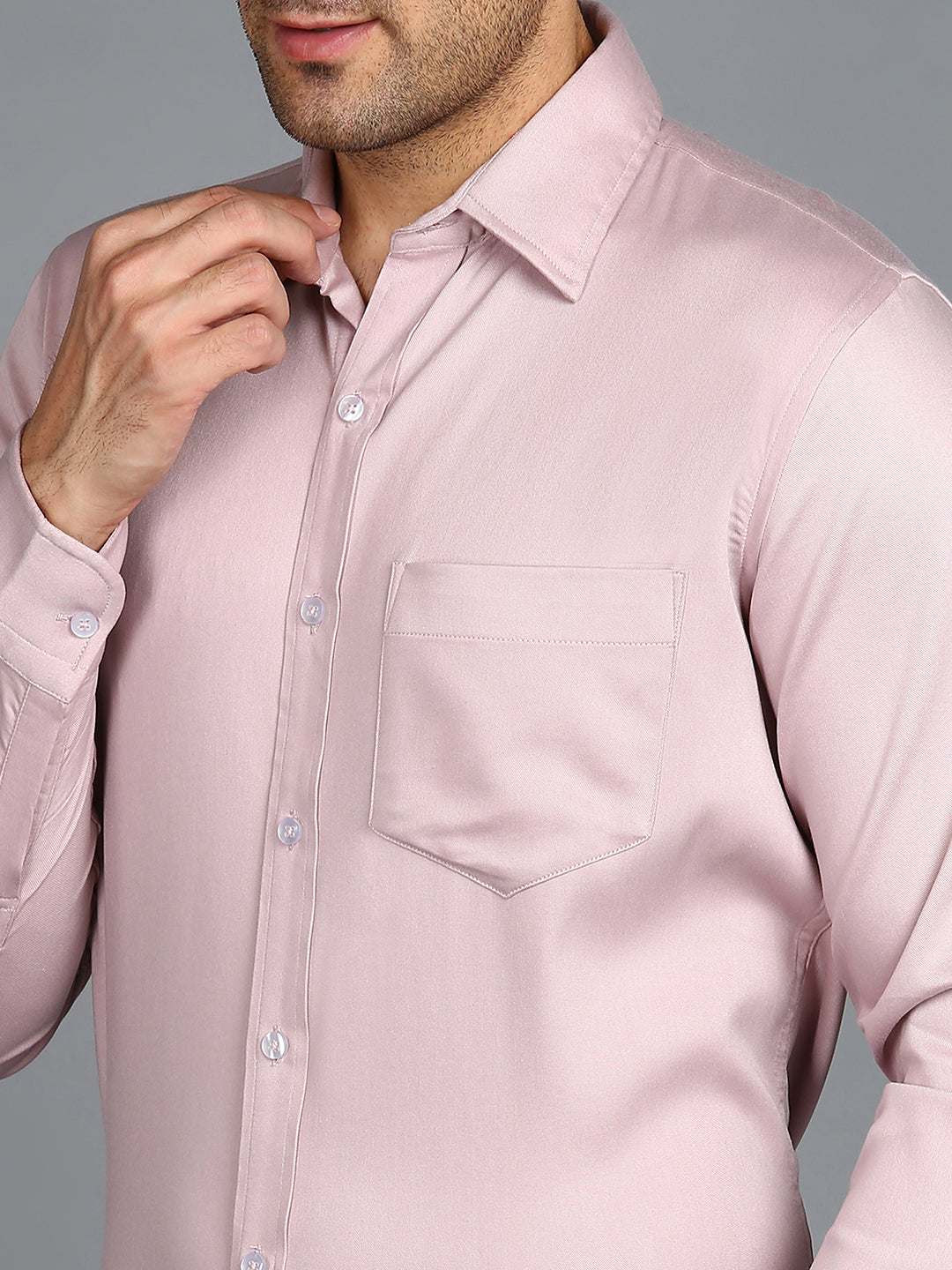 Solid Mauve Pink Slim Fit Shirt