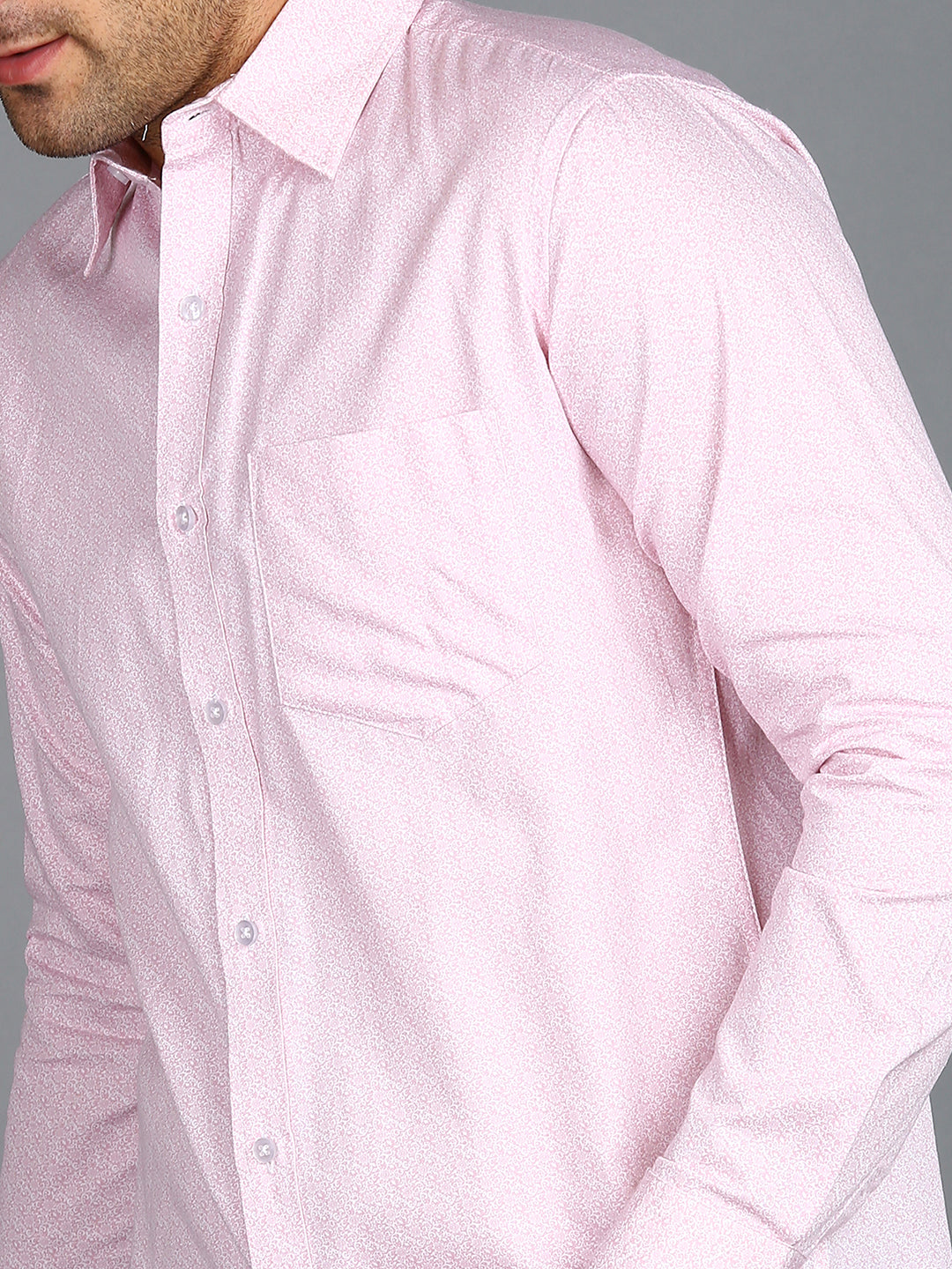 Pink Floral Printed Slim Fit Shirt