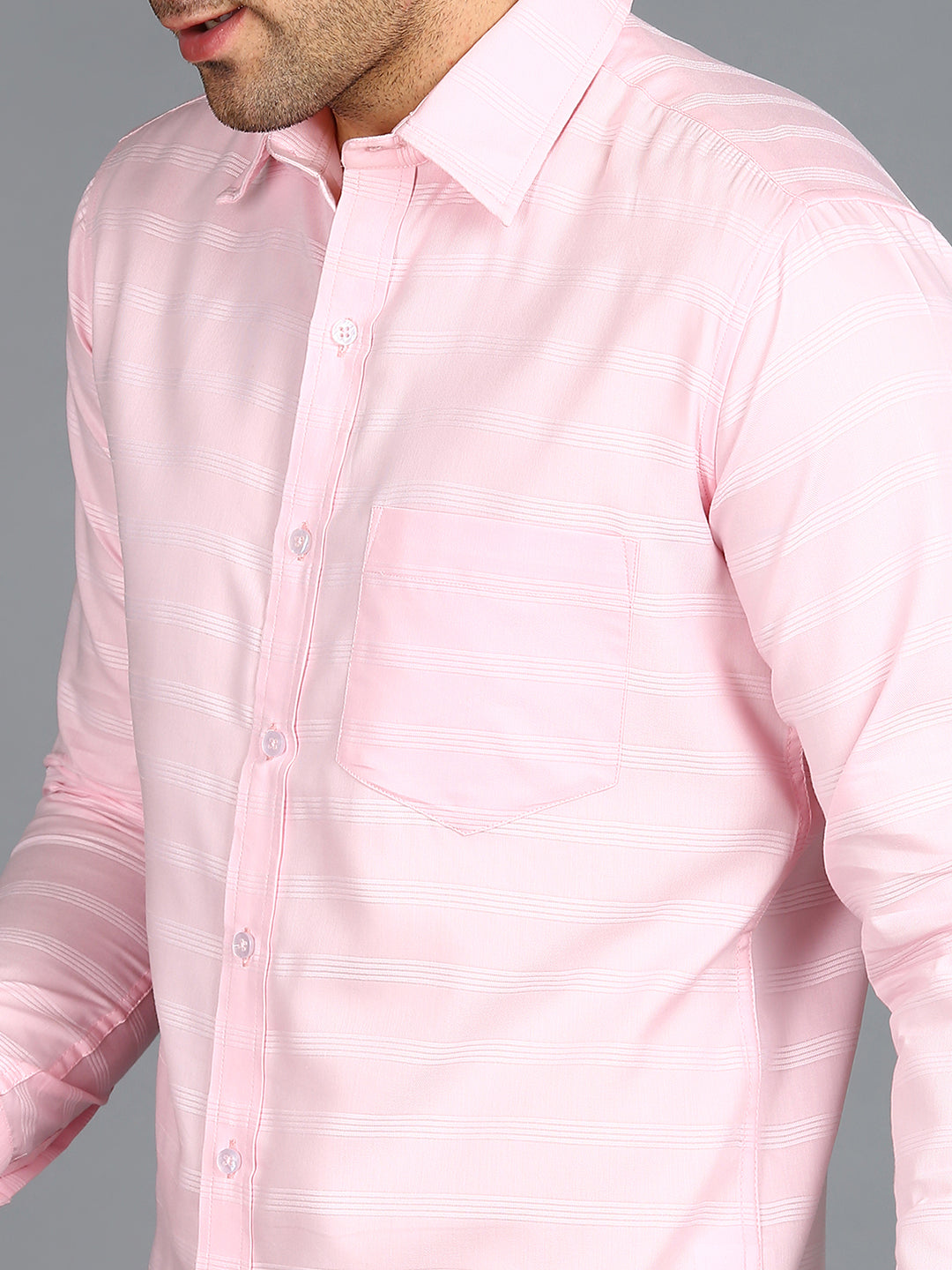 White Stripe Pink Slim Fit Shirt