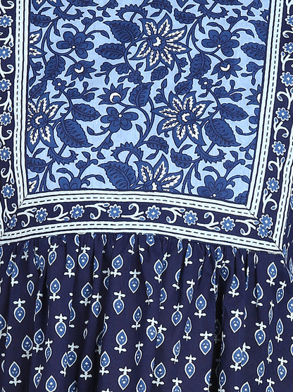 Indigo Blue Floral Printed Top