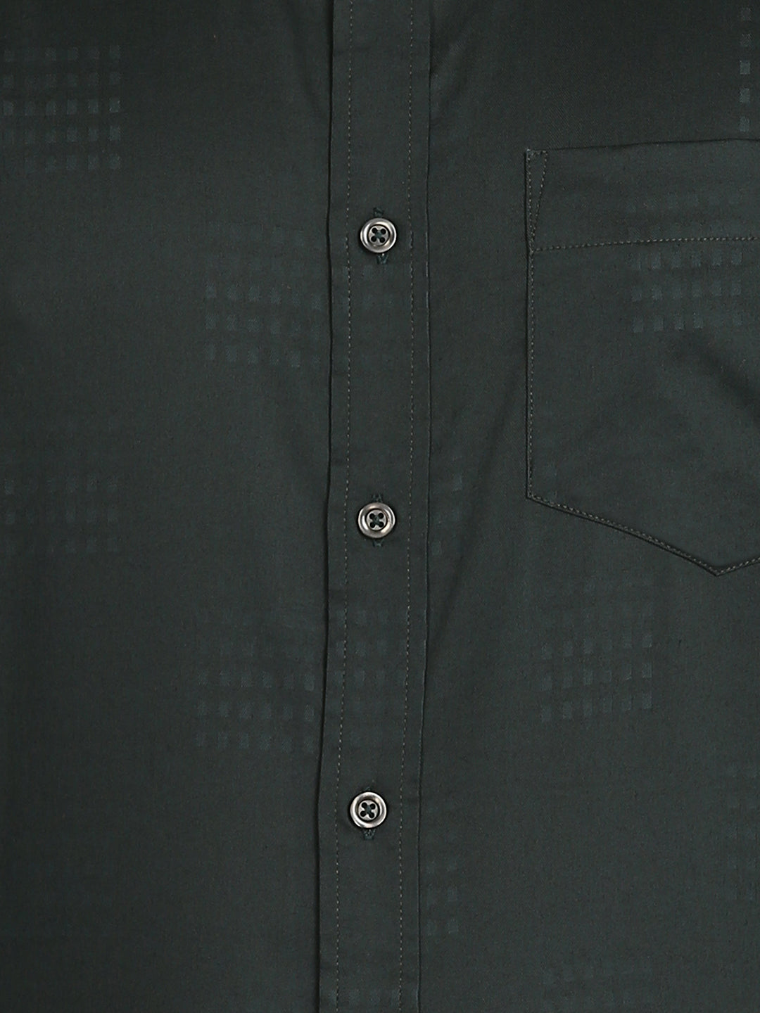 Self Checked Dark Green Slim Fit Shirt