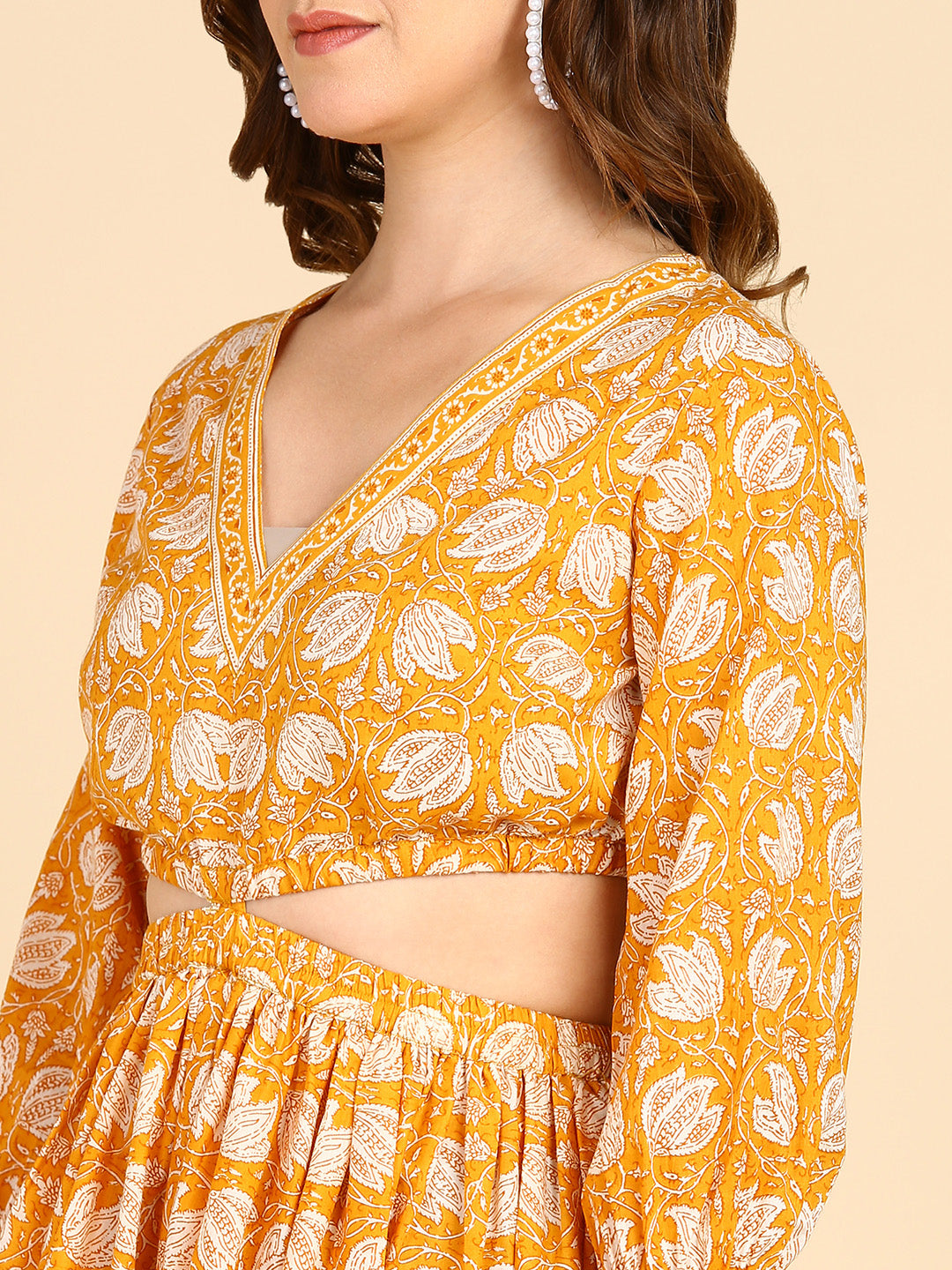 Yellow  Floral Waist Cut-Out Maxi Dress Dress