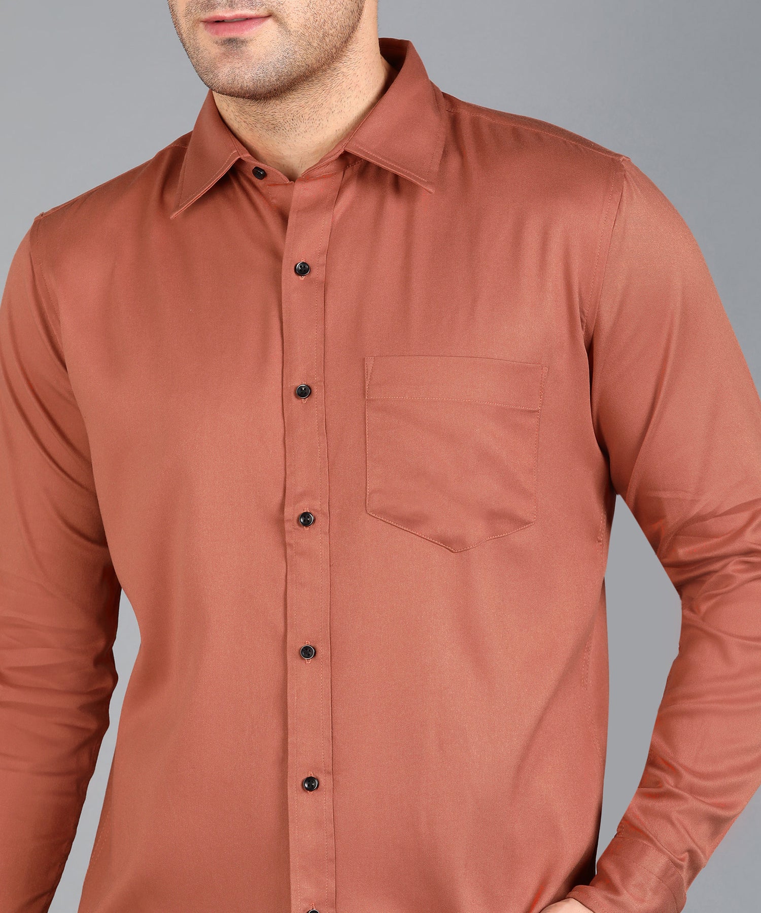 Rust Red Solid Slim Fit Shirt