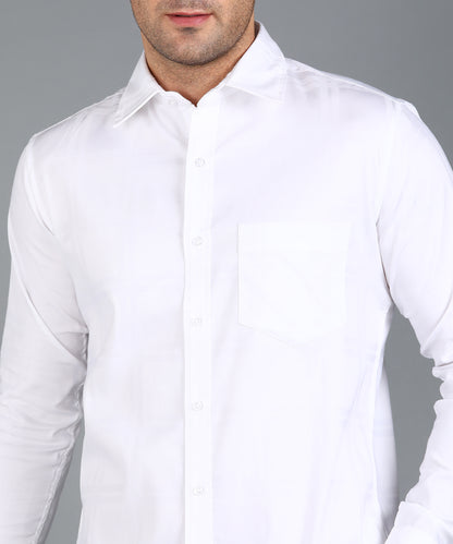 Self Design White Slim Fit Shirt