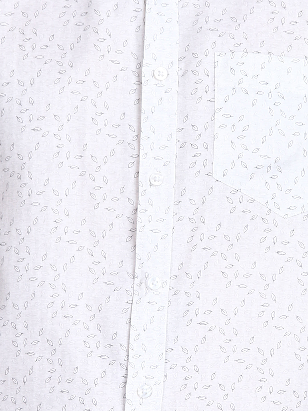 Grey Leaf Printed Off White Slim Fit Shirt