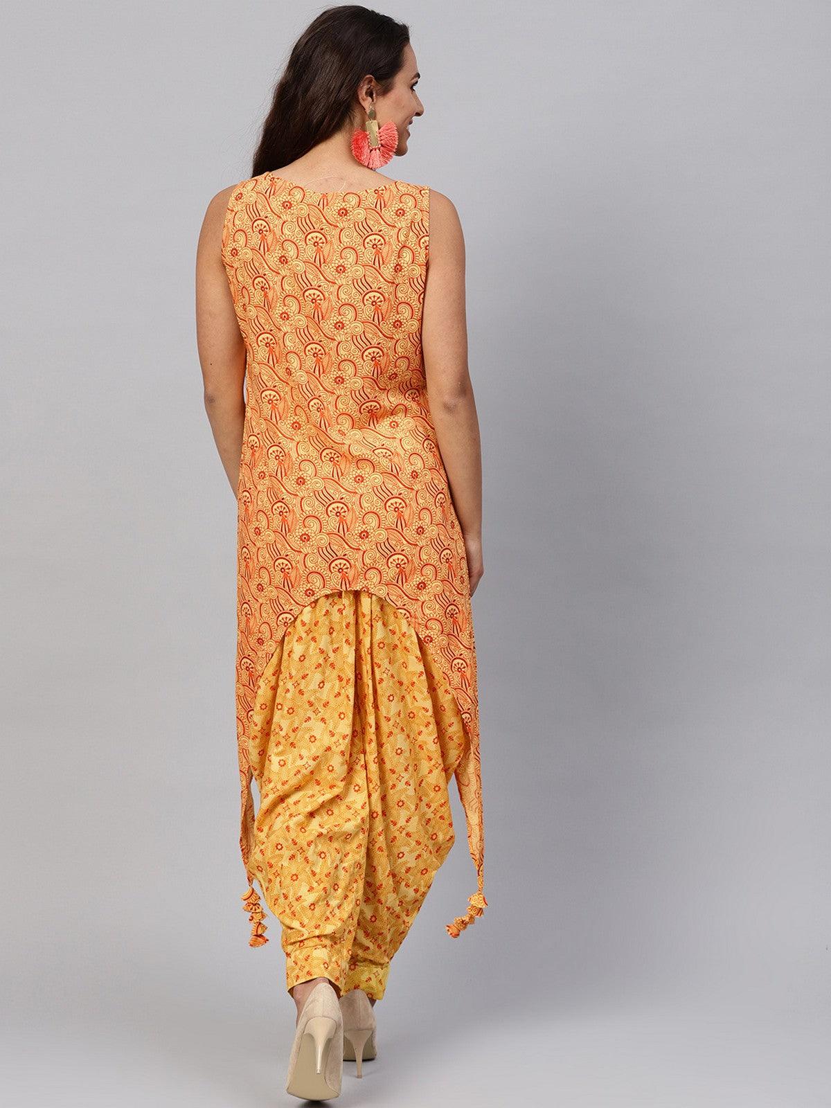 Tribal Art Kurta With Dhoti (Fully Stitched) - Znxclothing