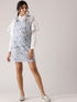 Women Blue & White Printed Pinafore Dress - Znxclothing