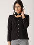 Black Solid Shirt Style Top - Znxclothing