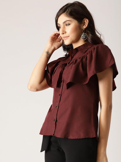 Burgundy Regular Fit Solid Casual Shirt - Znxclothing
