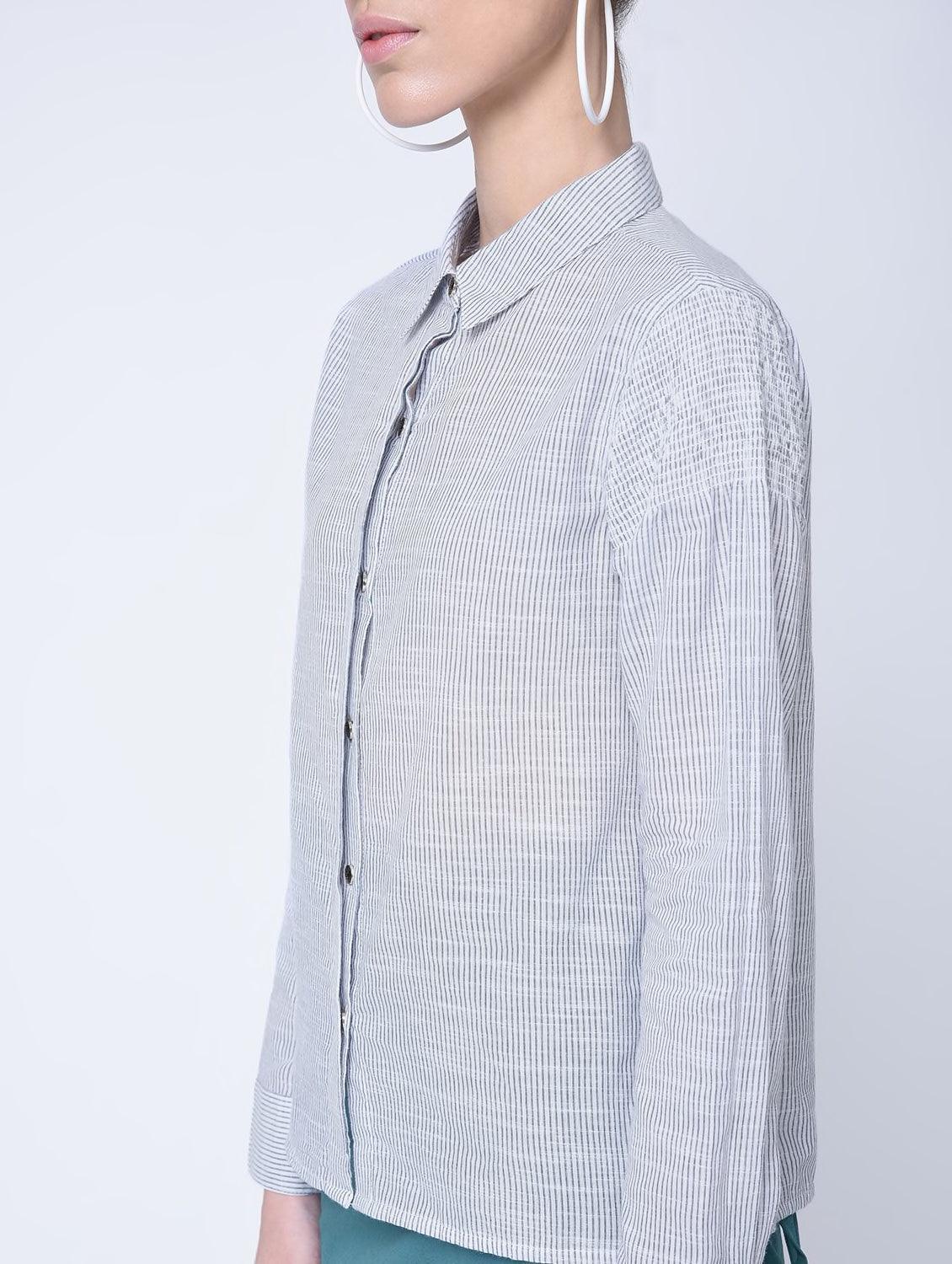 Concealed Placket Striped Shirt - Znxclothing
