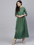 Green Woven Design Box Pleated Anarkali (Fully Stitched) - Znxclothing