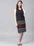 Black & Red Kantha Work Sleevless Dress (Fully Stitched) - Znxclothing