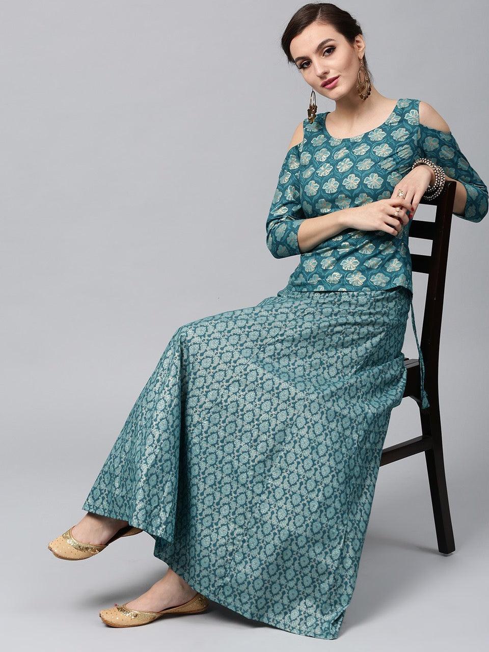 Torquoise Cotton Lehenga Suit | Kurti designs, Cotton lehenga, Celebrity  gowns
