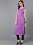 Solid Violet Straight Kurta With Side Tassel - Znxclothing