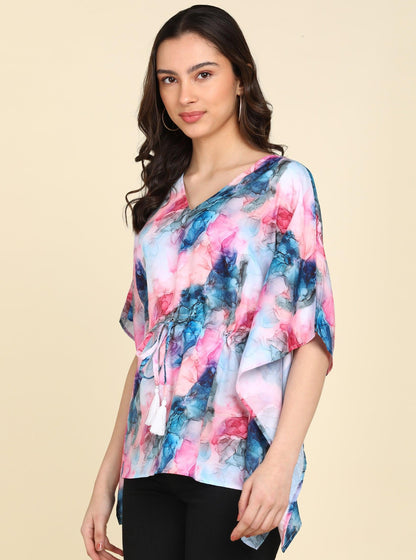 Multi Color Ombre Printed Kaftan Top - Znxclothing