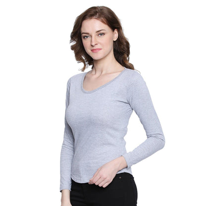 Solid Light grey Round neck T-shirt - Znxclothing