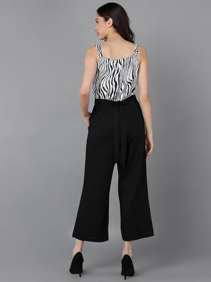 Zebra Printed Sleeveless Jumpsuit - Znxclothing