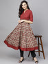 Maroon & Grey Floral Printed Anarkali (Fully Stitched) - Znxclothing