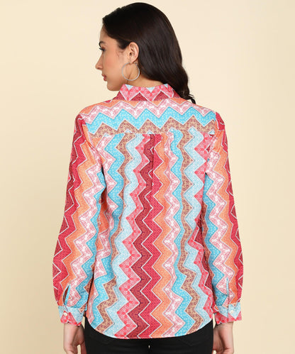 Multicolor Zig-Zag Printed Shirt - Znxclothing