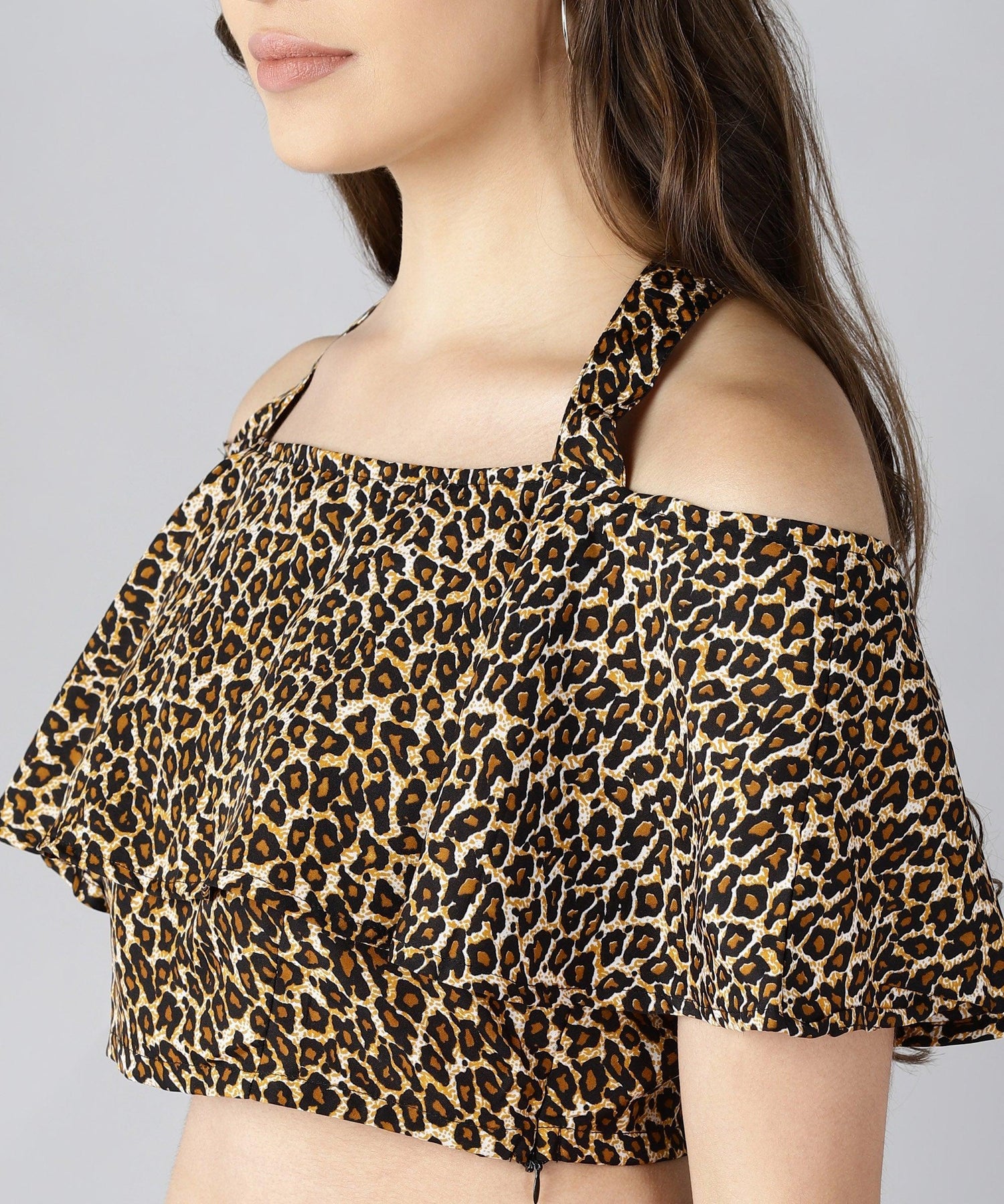 Women Tiger Print Shoulder Straps Top - Znxclothing