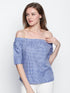 Women Off Shoulder Checked Top - Znxclothing