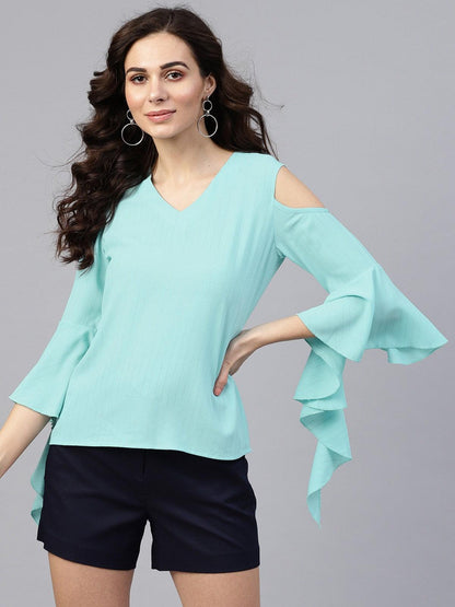Lurex Flared Bell Sleeves Top - Znxclothing