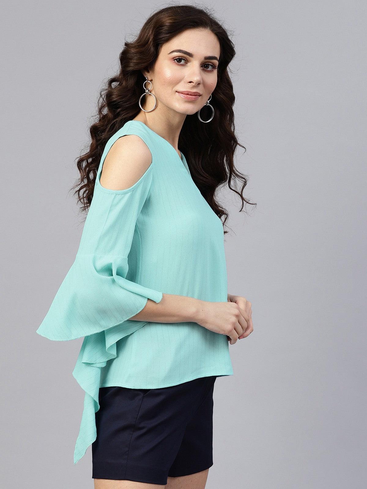 Lurex Flared Bell Sleeves Top - Znxclothing
