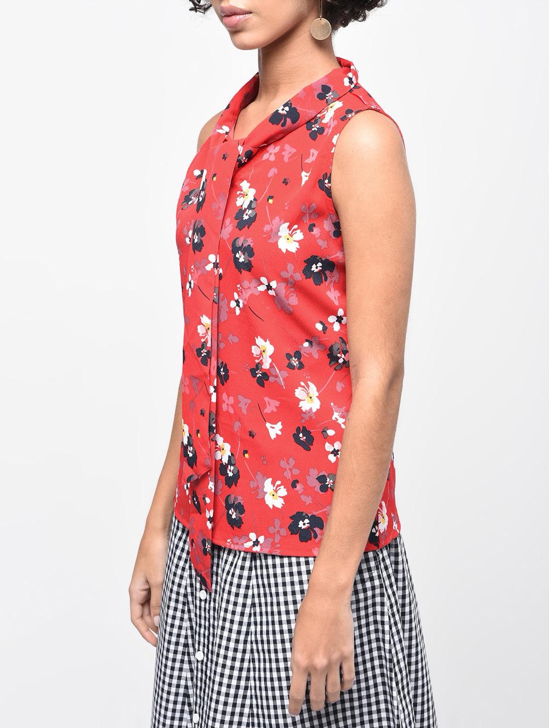 Tie Knot Floral Top - Znxclothing