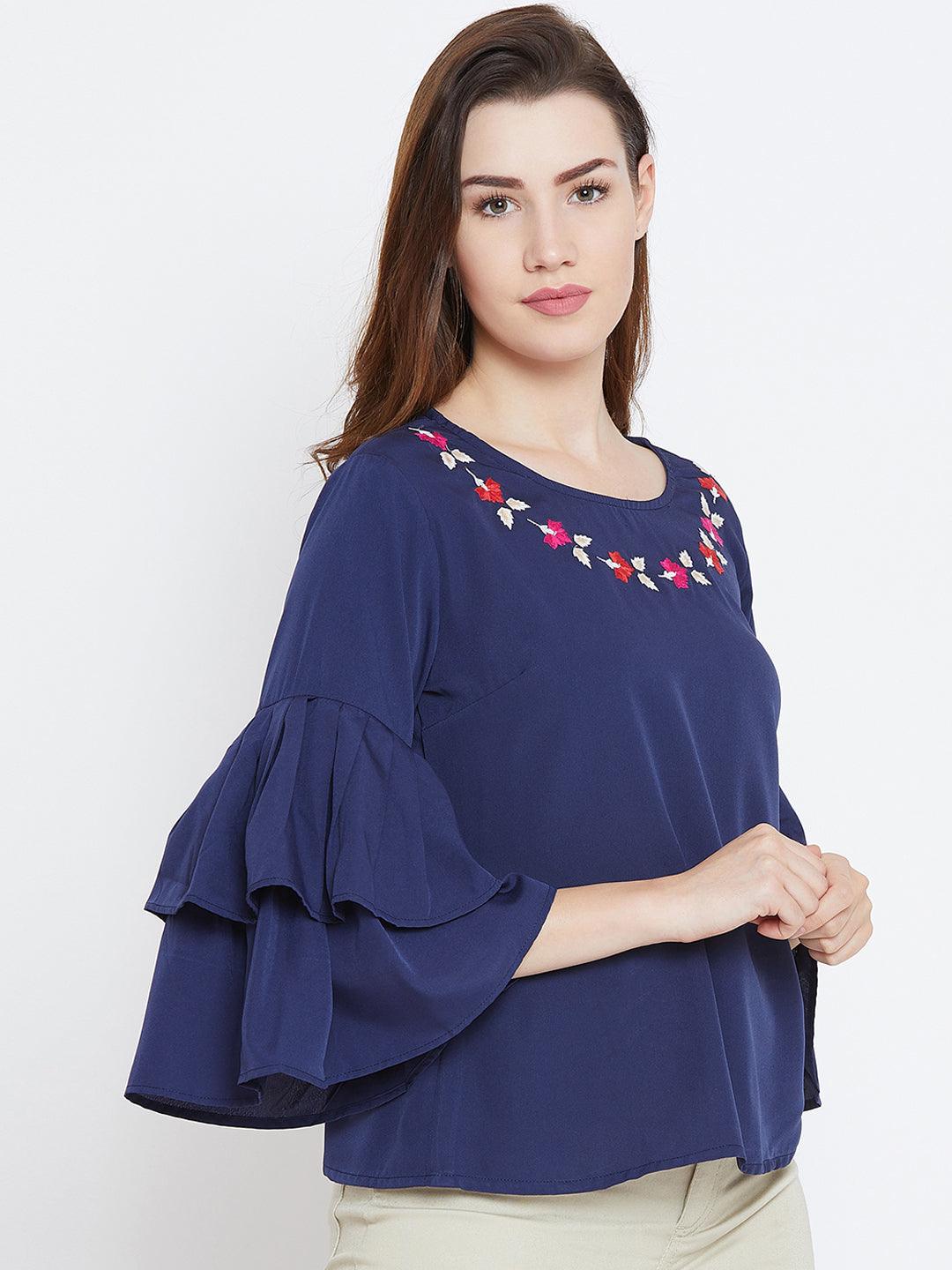 Blue Solid Top - Znxclothing