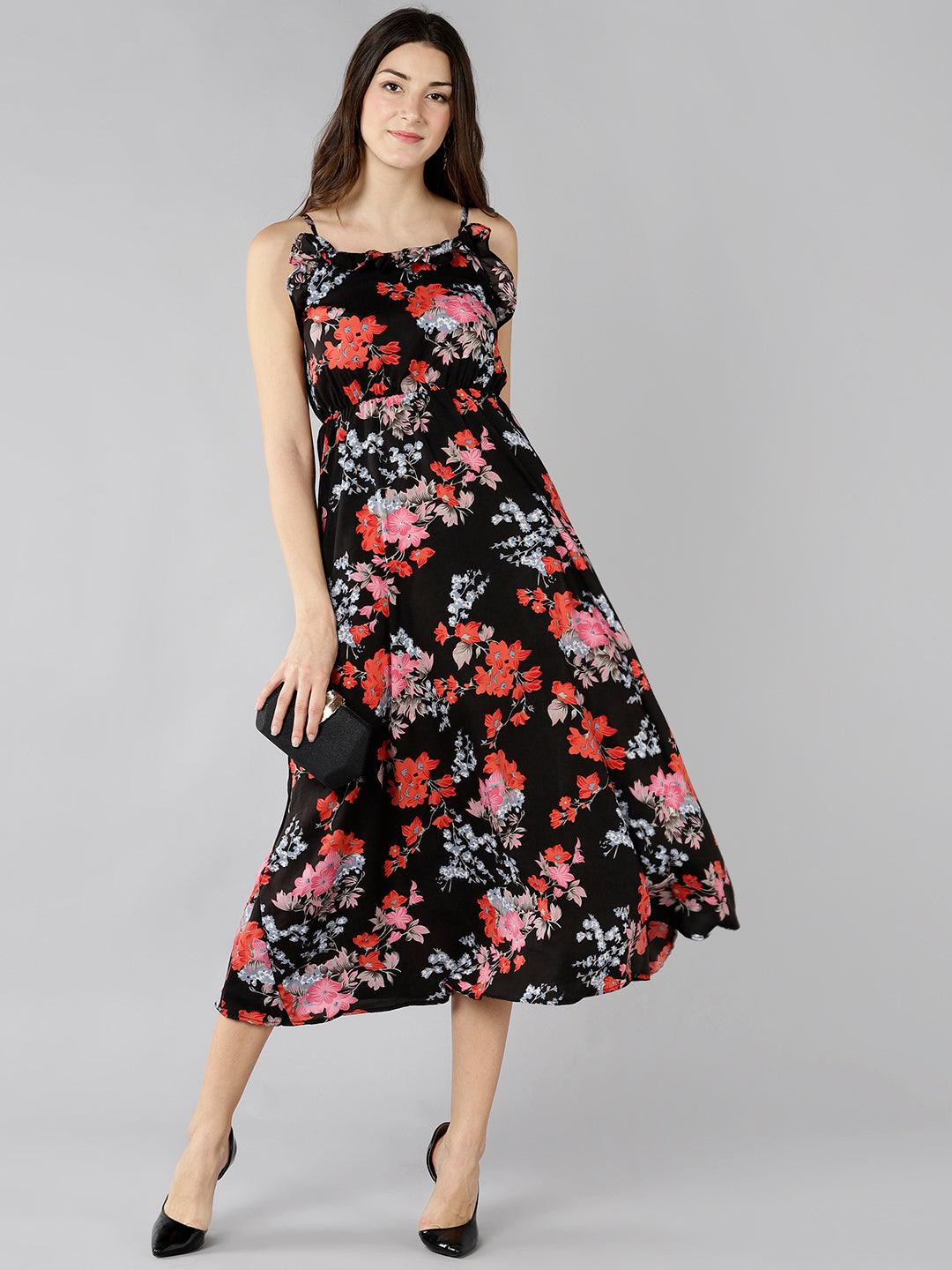 Buy Libas Women Black & Golden Block Print Maxi Dress on Myntra |  PaisaWapas.com