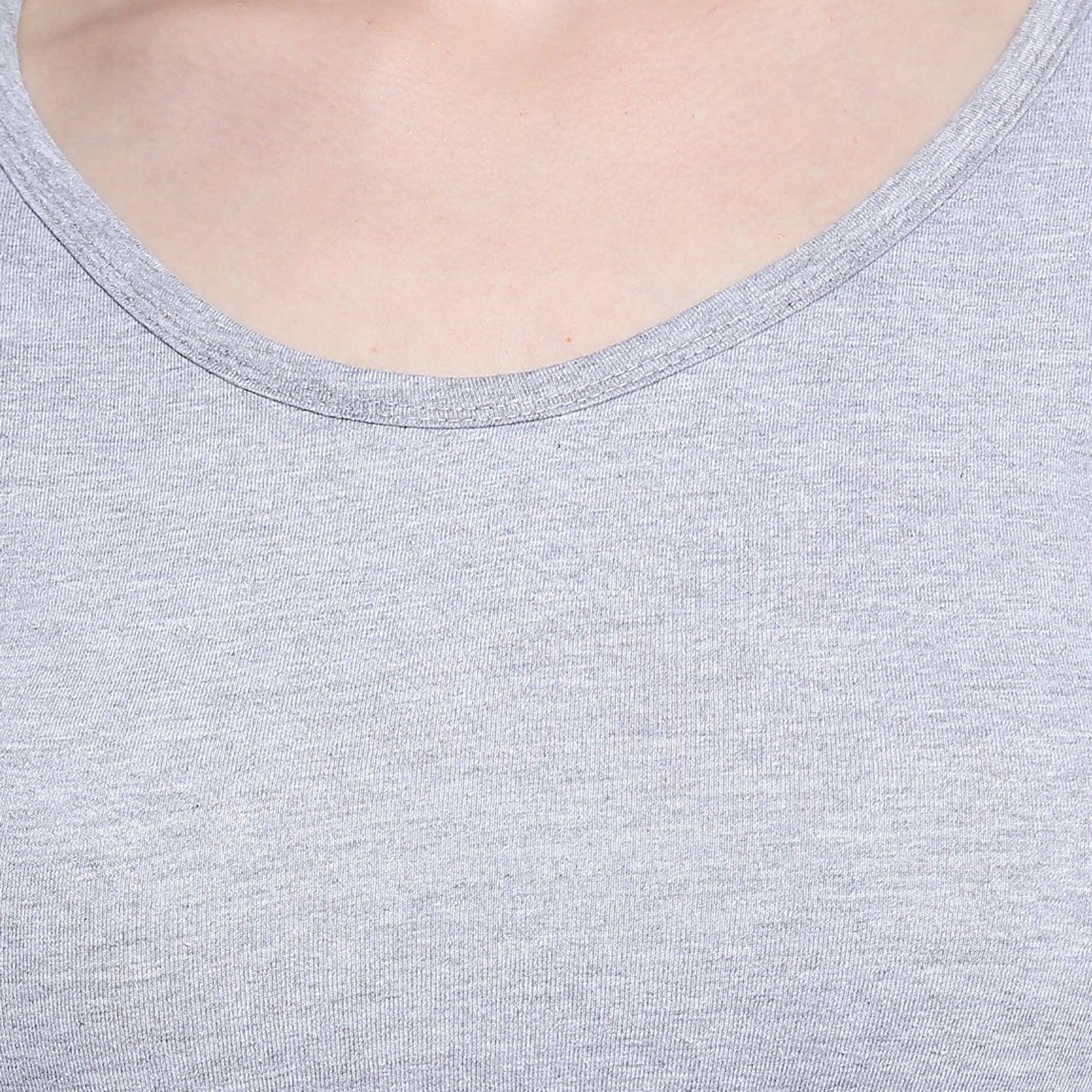 Solid Light grey Round neck T-shirt - Znxclothing