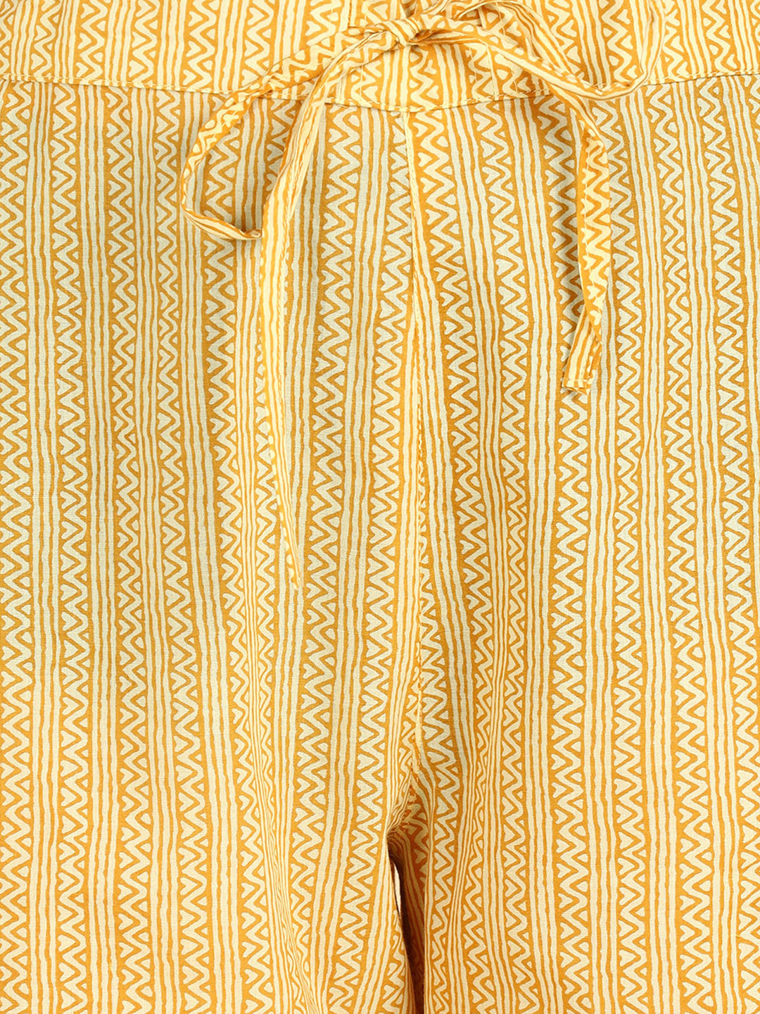 Women Yellow Printed Pure Cotton Kurta With Trousers
