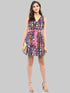 MultiColor Printed Flare Dress - Znxclothing