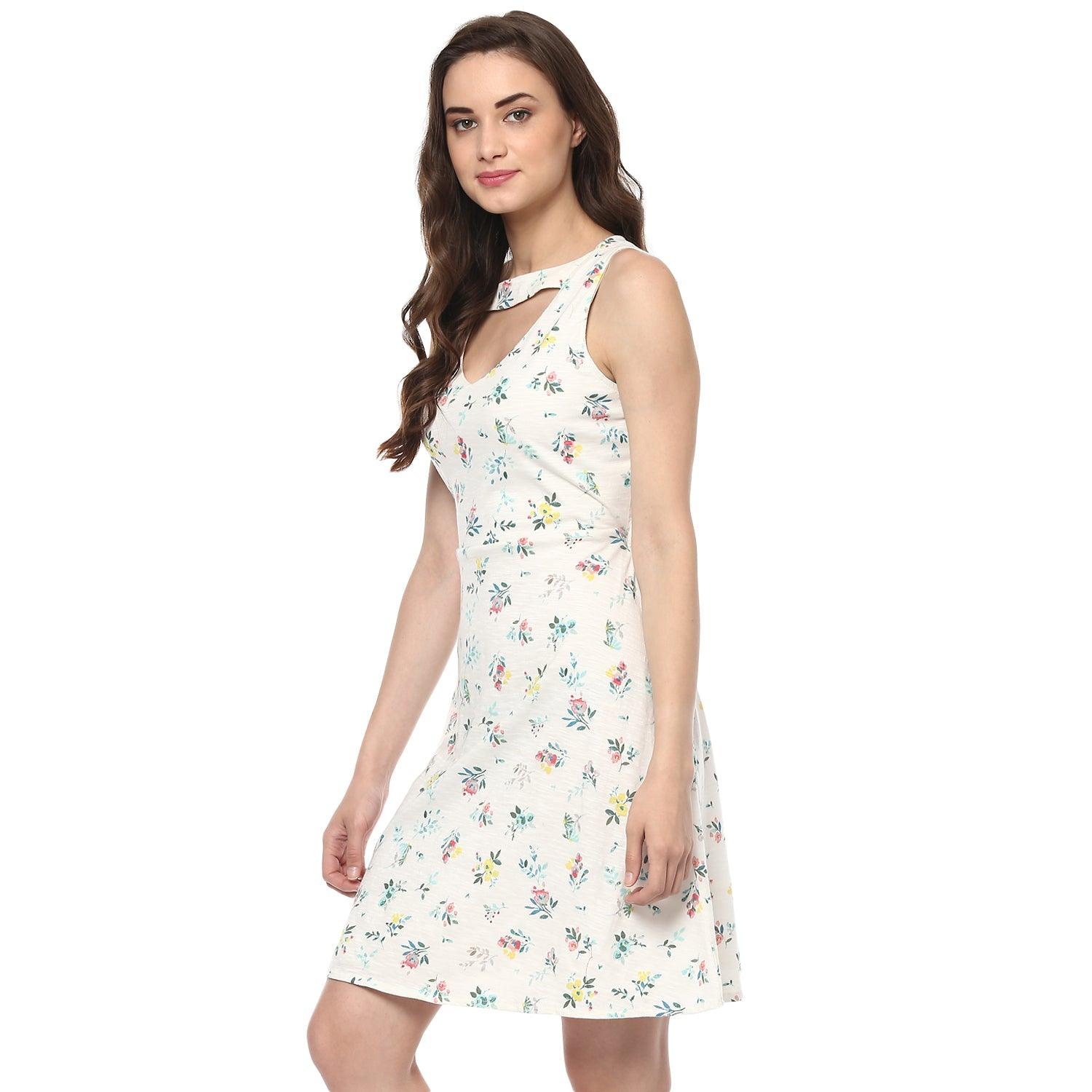 Floral Tie-Up Dress - Znxclothing