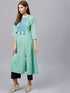 Sea Green Yoke Design Straight Kurta - Znxclothing