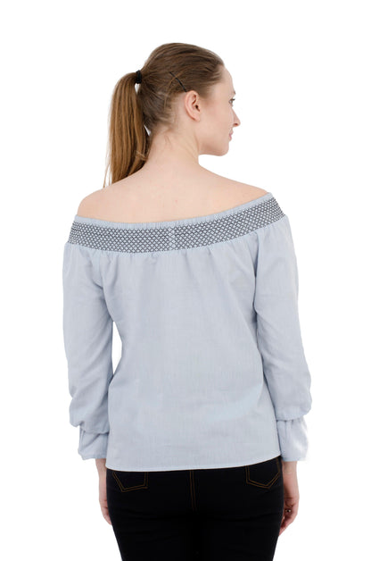 Sky Colour off shoulder top - Znxclothing