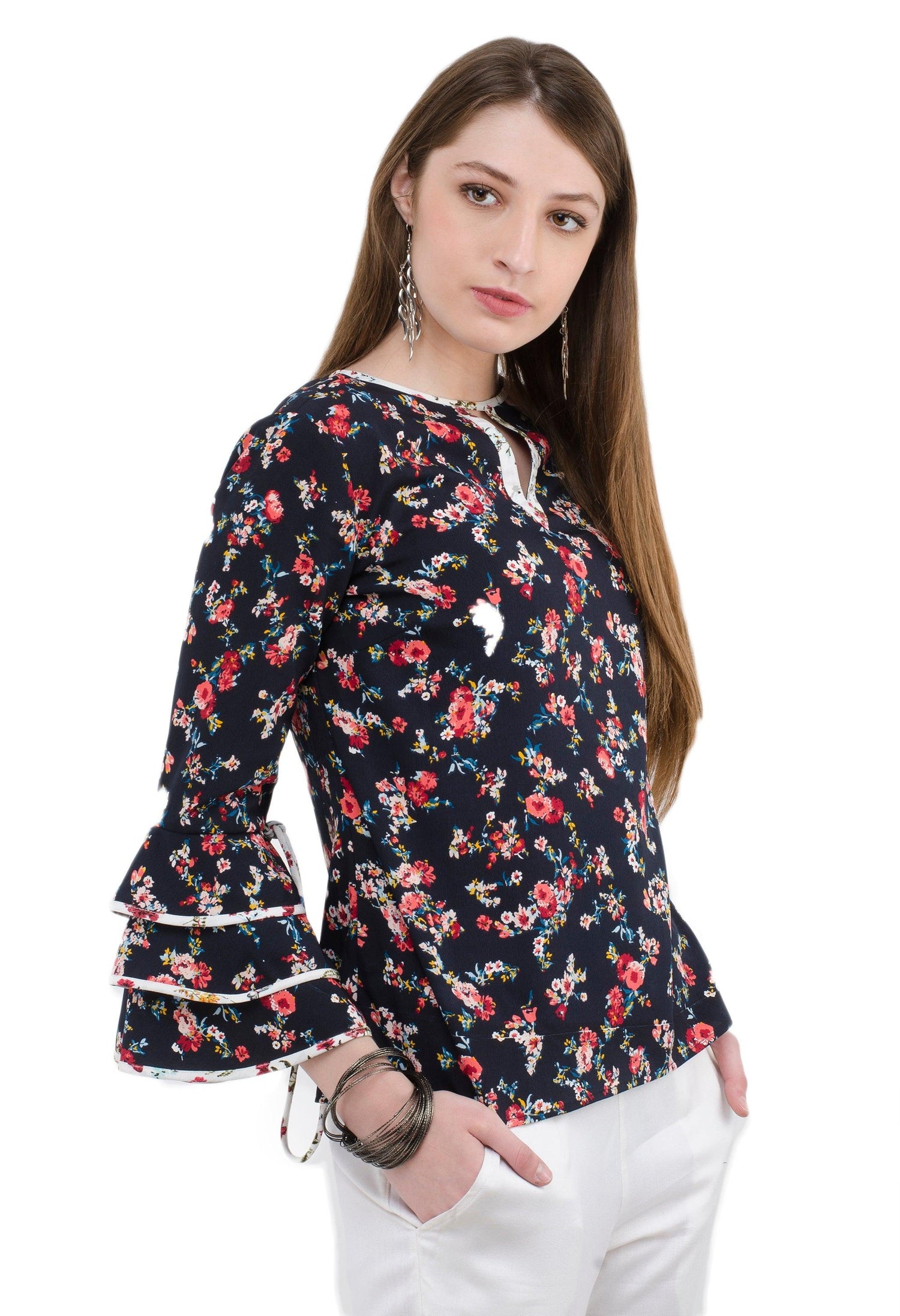 floral printed top - Znxclothing