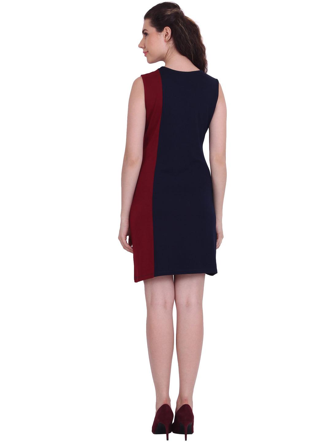 Red and Black Sleeveless Dress - Znxclothing