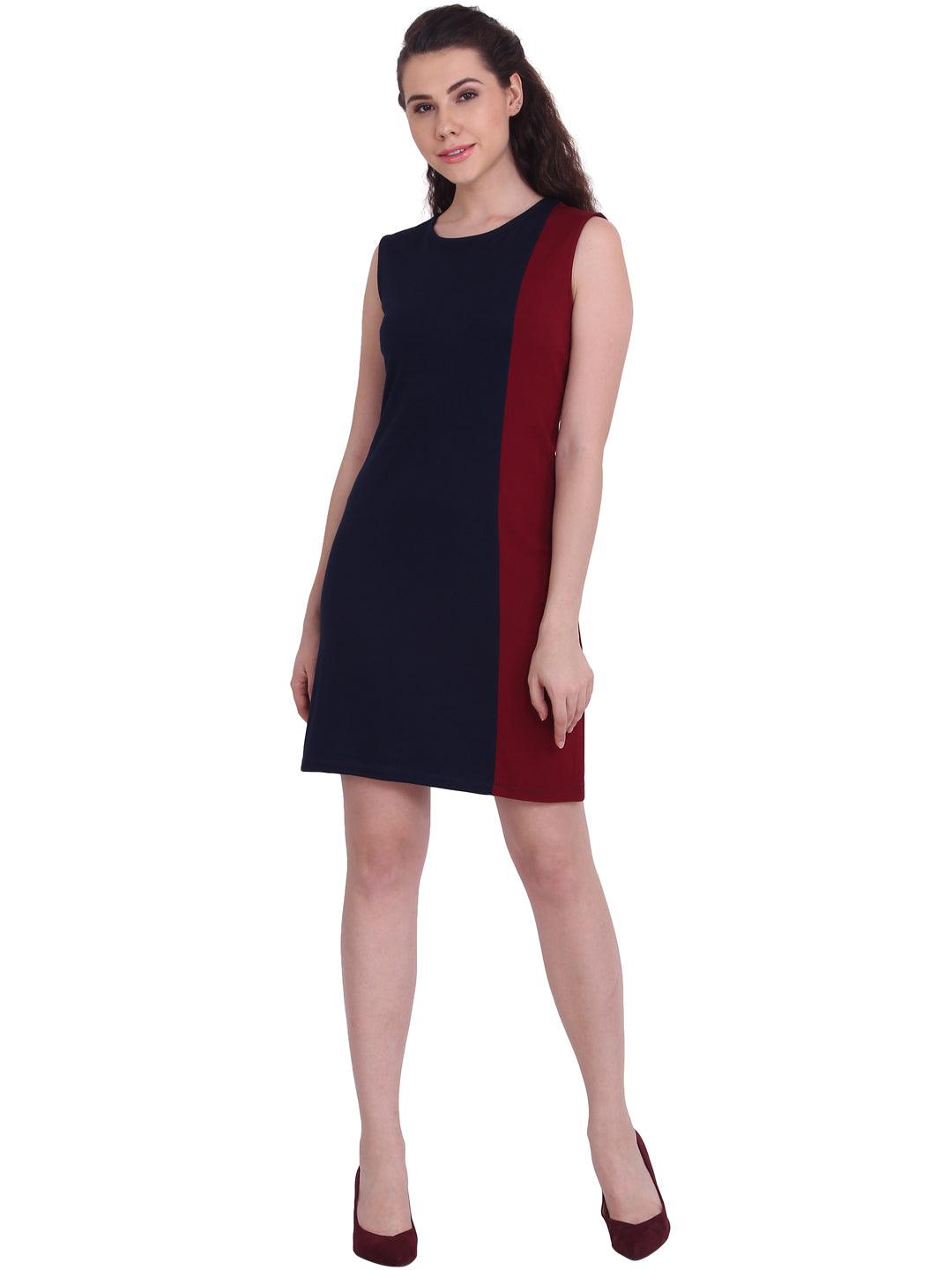 Red and Black Sleeveless Dress - Znxclothing